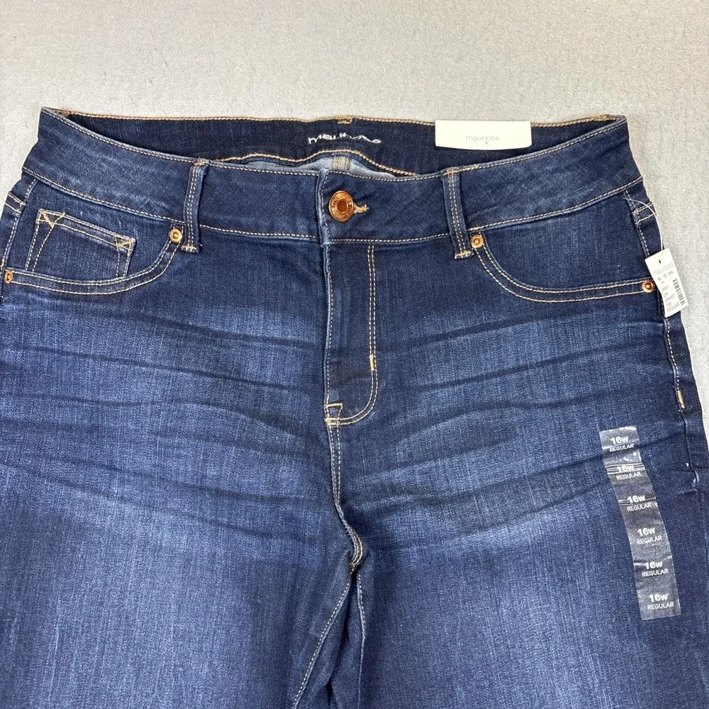 Maurices Mid Rise Denim Flex Legging Jeans Womens 16W Regular Whiskering NWT
